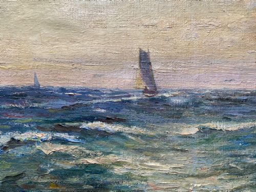 ANTIQUE OIL PAINTING SEASCAPE - ADDITIONAL PHOTO 8