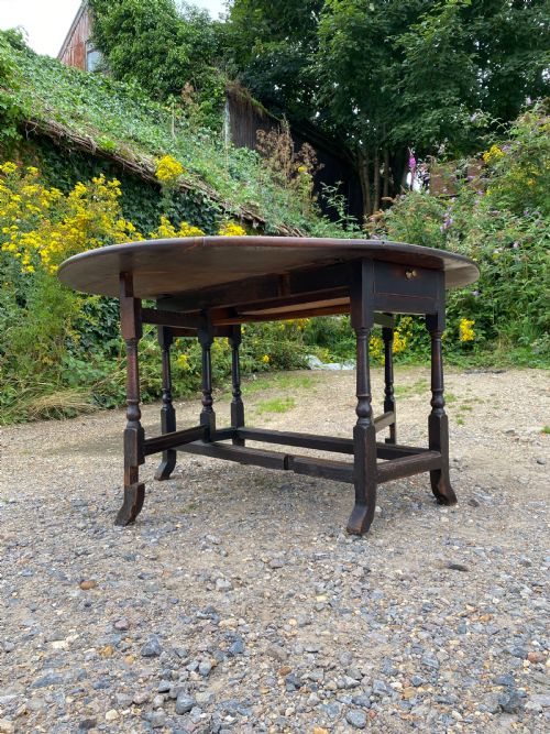 LARGE EARLY OAK GATELEG TABLE - ADDITIONAL PHOTO 11