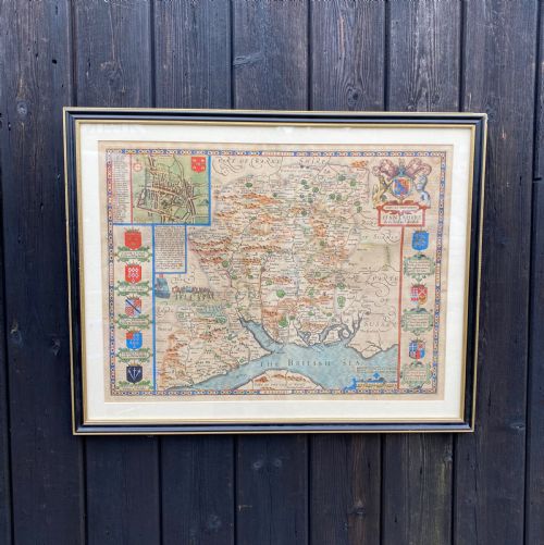 ORIGINAL ANTIQUE MAP OF HAMPSHIRE BY JOHN SPEED - ADDITIONAL PHOTO 1