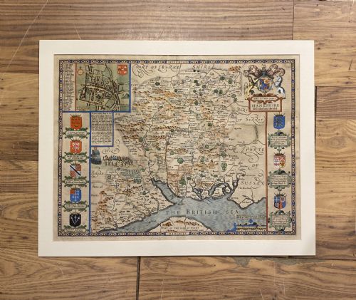 ORIGINAL ANTIQUE MAP OF HAMPSHIRE BY JOHN SPEED - ADDITIONAL PHOTO 6