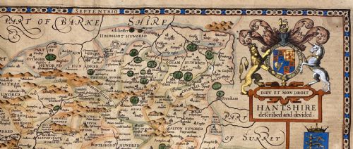 ORIGINAL ANTIQUE MAP OF HAMPSHIRE BY JOHN SPEED - ADDITIONAL PHOTO 9
