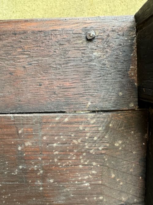A SMALL EARLY OAK COFFER - ADDITIONAL PHOTO 27