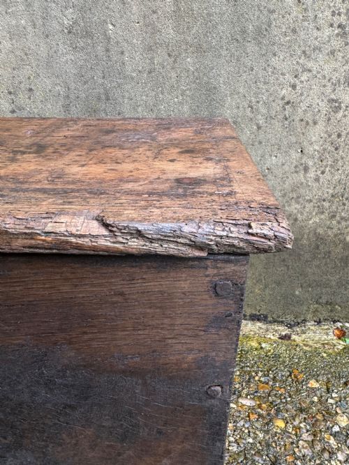 EARLY OAK PLANK COFFER - ADDITIONAL PHOTO 22