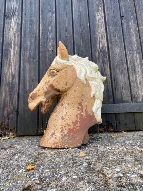 ANTIQUE HORSES HEAD SCULPTURE - ADDITIONAL PHOTO 1