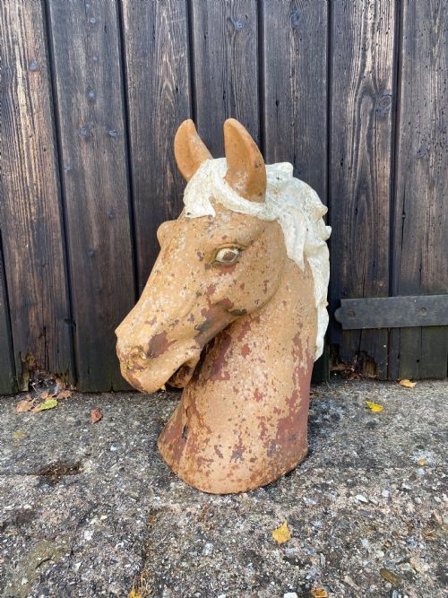 ANTIQUE HORSES HEAD SCULPTURE - ADDITIONAL PHOTO 2