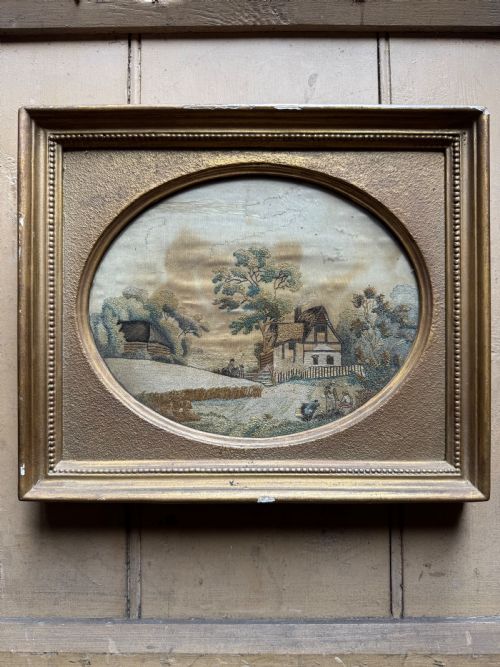 ANTIQUE SILKWORK EMBROIDERY TEXTILE - ADDITIONAL PHOTO 1