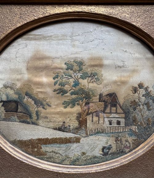 ANTIQUE SILKWORK EMBROIDERY TEXTILE - ADDITIONAL PHOTO 3