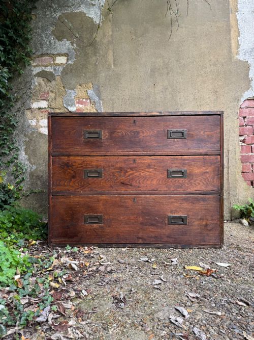 ANTIQUE CAMPAIGN CHEST OF DRAWERS - ADDITIONAL PHOTO 1