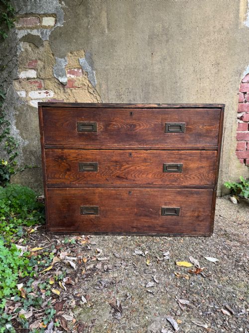 ANTIQUE CAMPAIGN CHEST OF DRAWERS - ADDITIONAL PHOTO 2