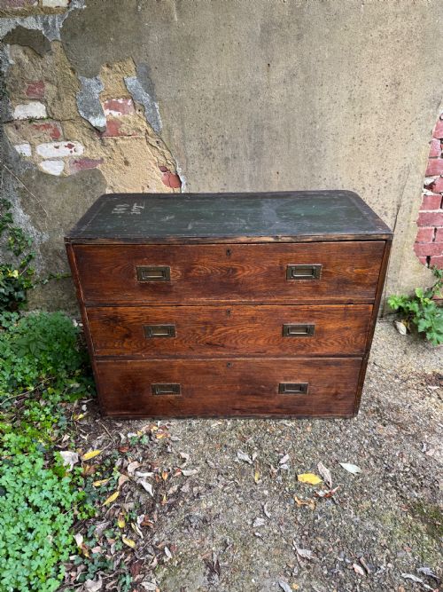 ANTIQUE CAMPAIGN CHEST OF DRAWERS - ADDITIONAL PHOTO 3