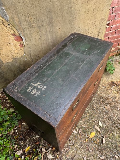 ANTIQUE CAMPAIGN CHEST OF DRAWERS - ADDITIONAL PHOTO 9