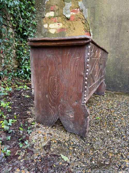 EARLY ELM PLANK COFFER - ADDITIONAL PHOTO 12