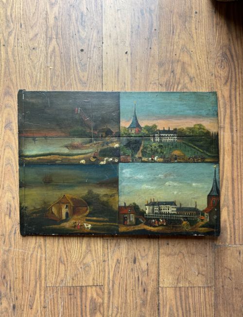 Provincial Naive Folk Art Oil Painting