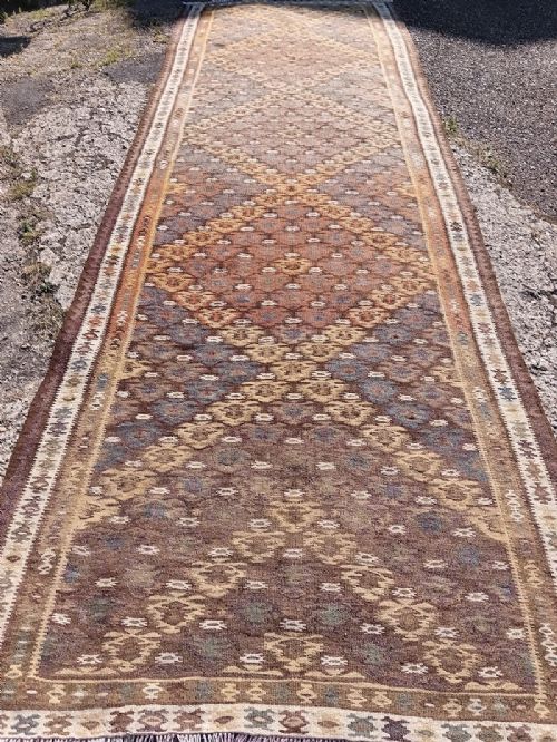 Antique Persian Qasvin Kilim C.1920  3.64 X 1.19m