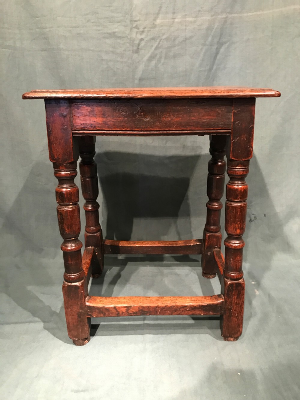 Antique oak joint stool  View II