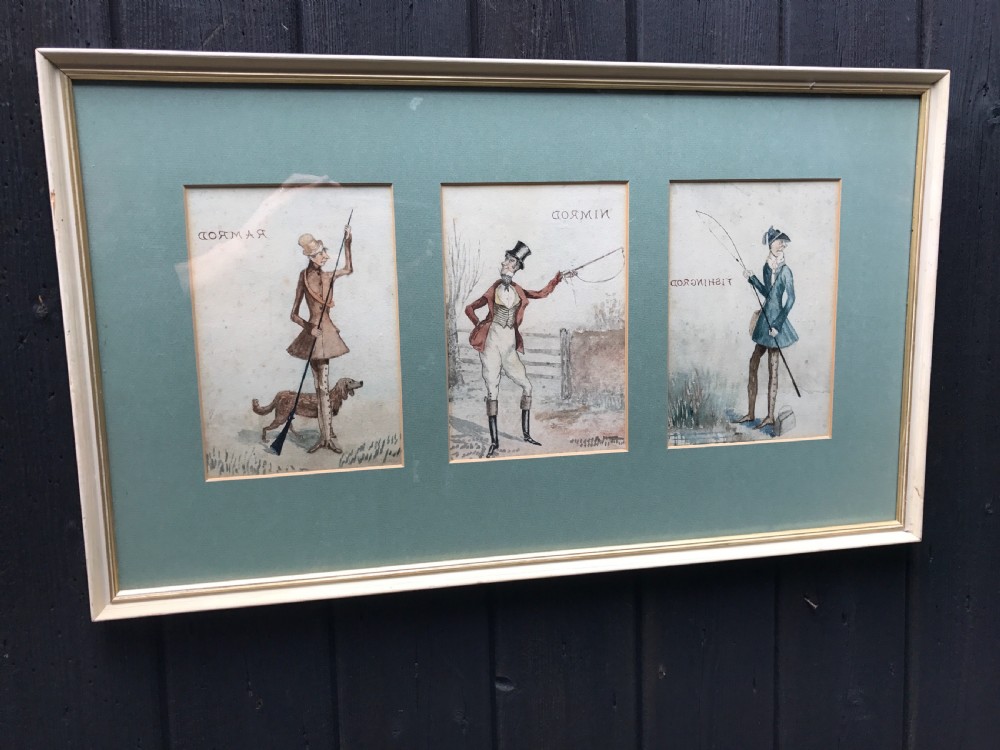 Antique naive watercolours 