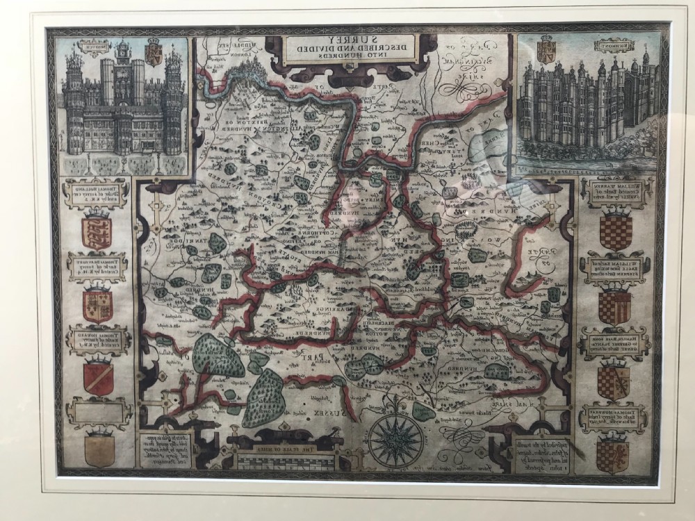 John Speed Original Map of Surrey  View II