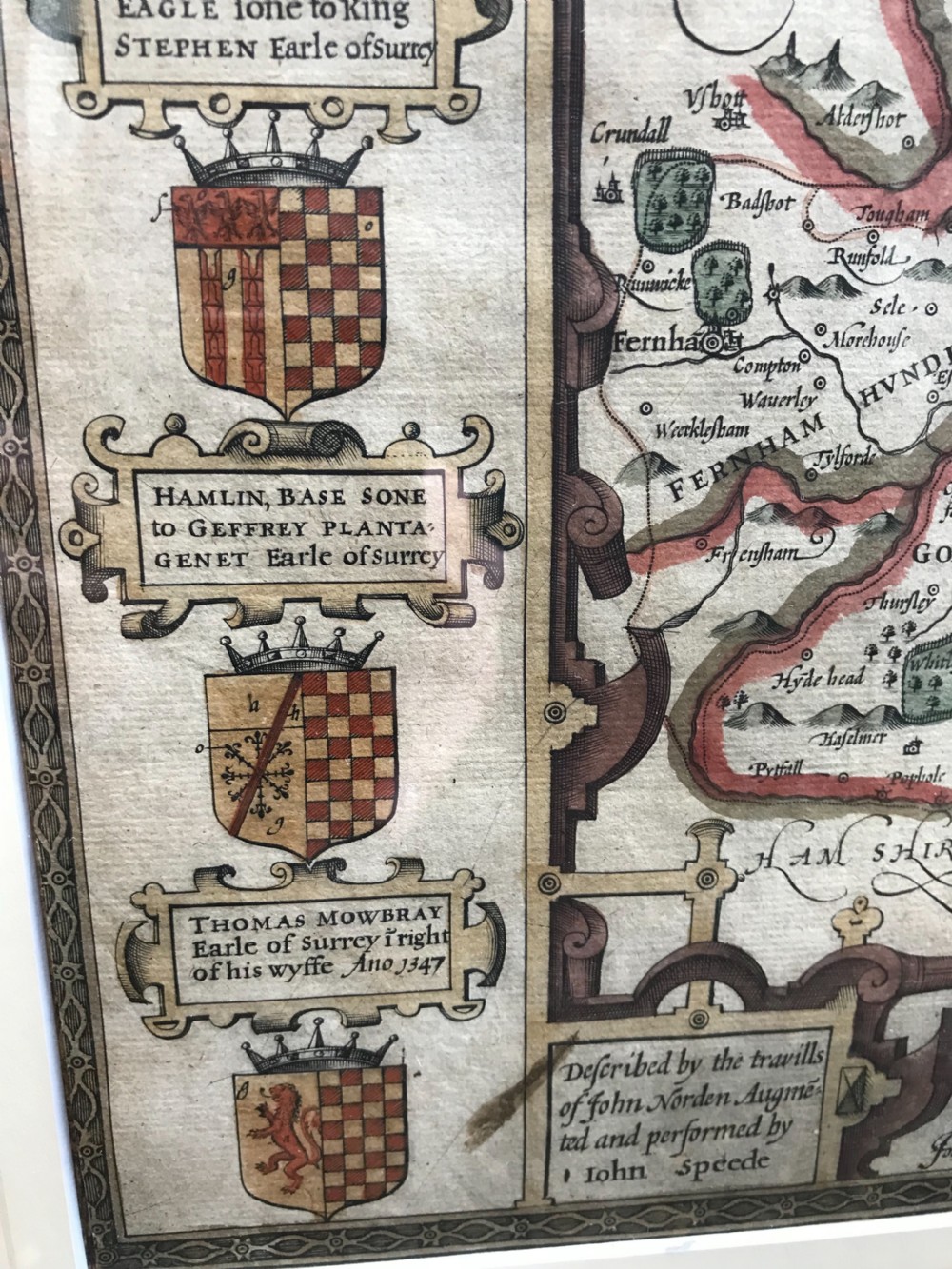 John Speed Original Map of Surrey  View III