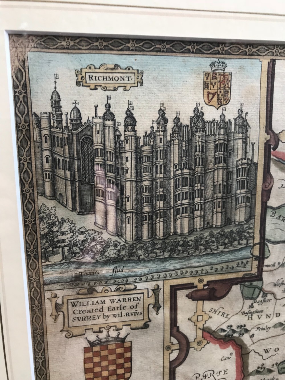 John Speed Original Map of Surrey  View IV