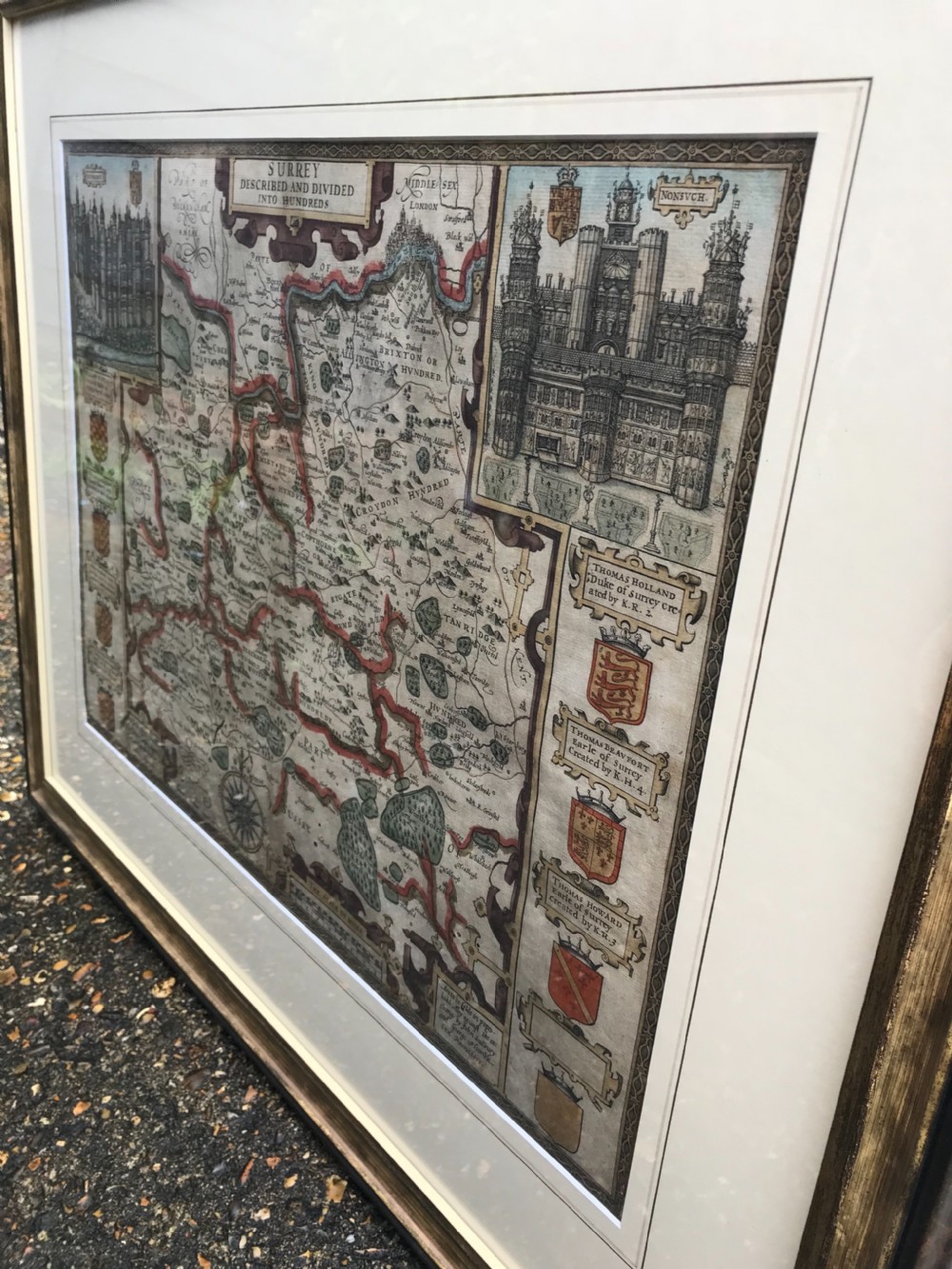 John Speed Original Map of Surrey  View IX
