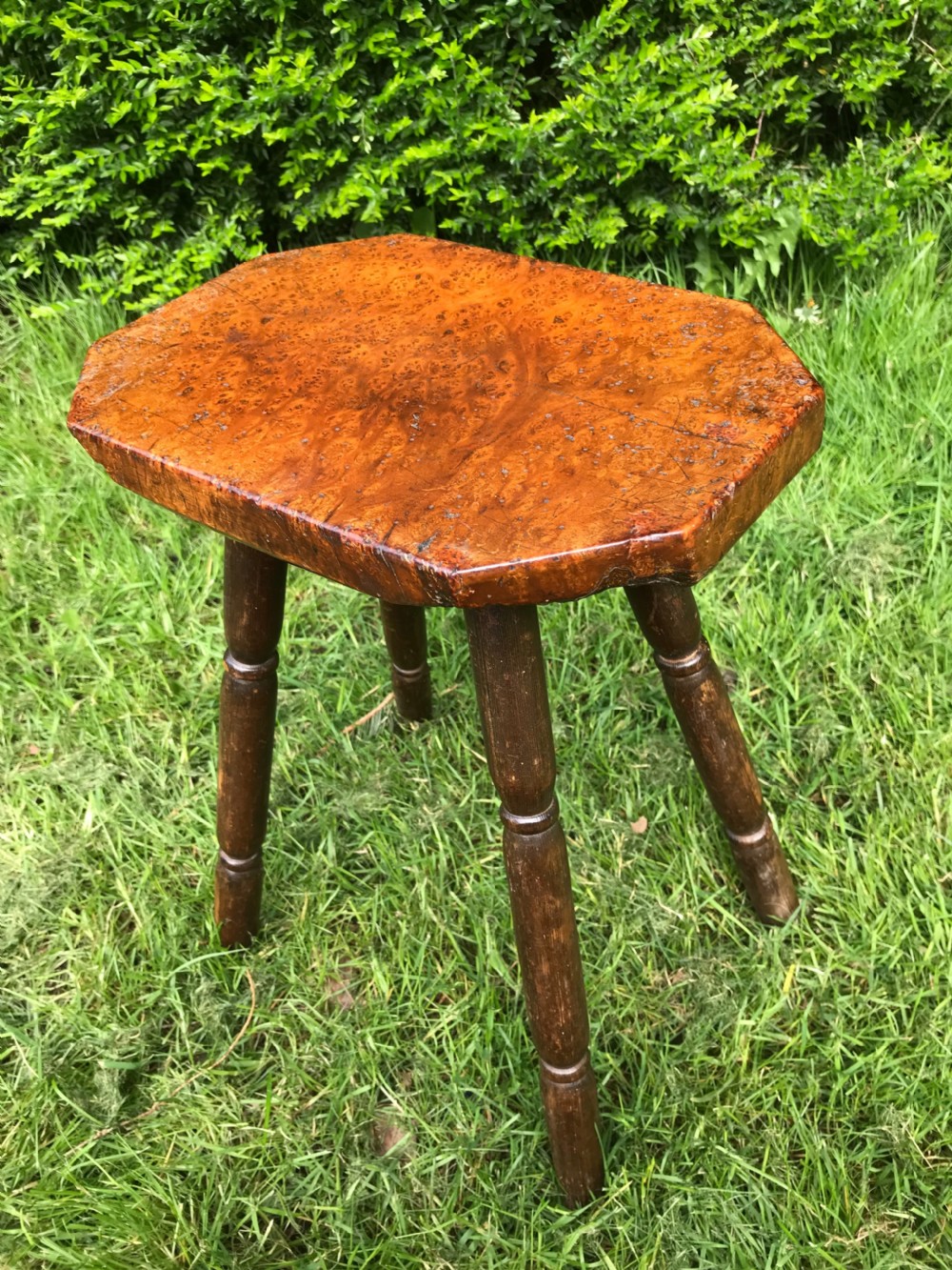 Primitive burr wood stool  View II