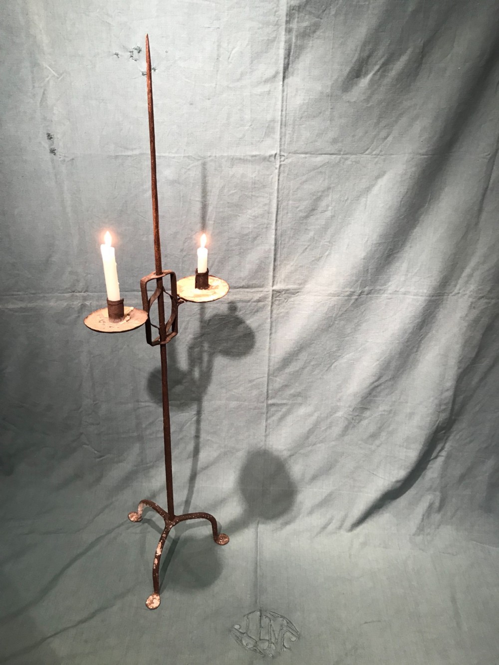 18th century iron candlestand 