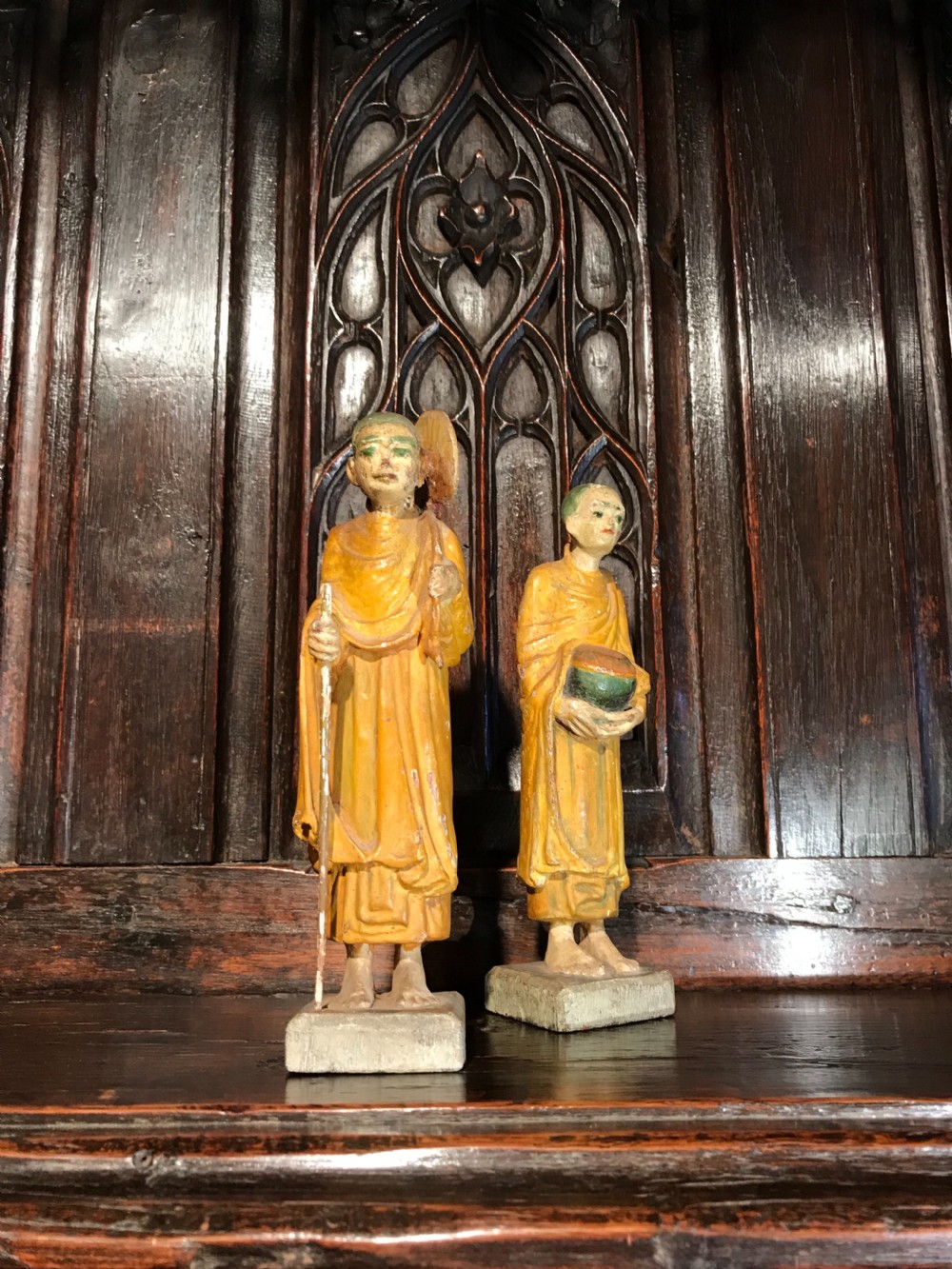 Antique carved wood figures View II