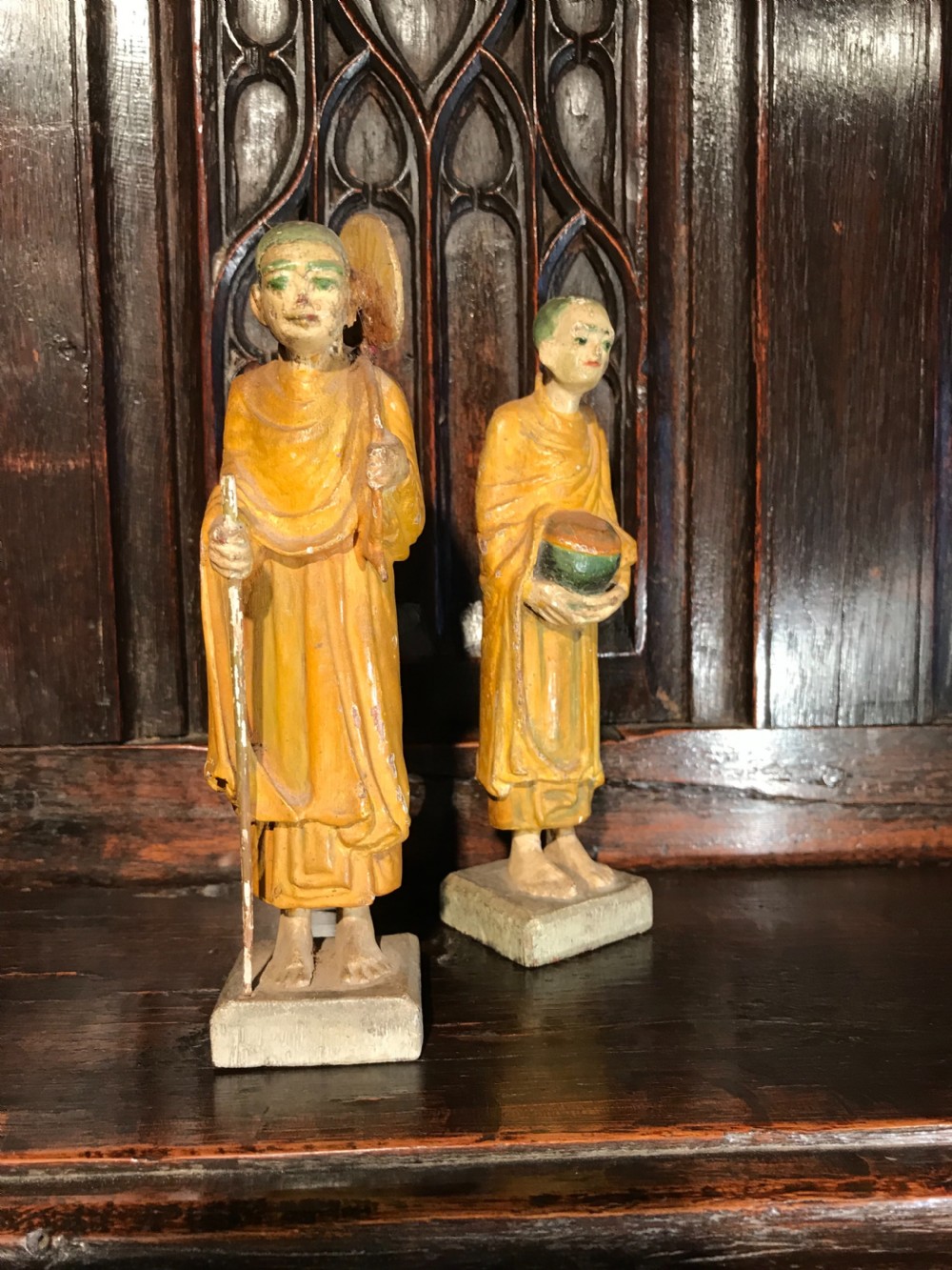 Antique carved wood figures View III