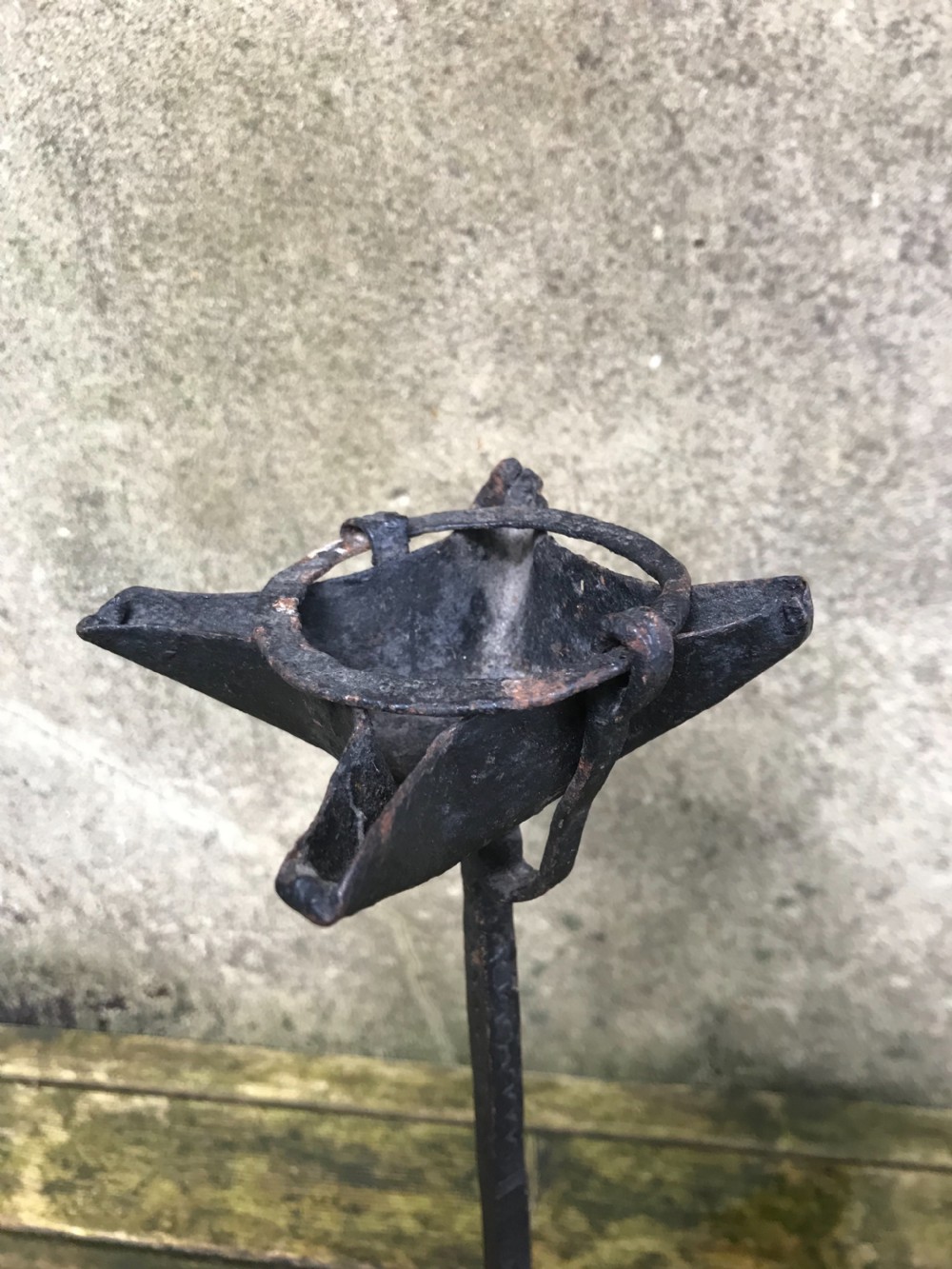 18th century Iron fat lamp View II