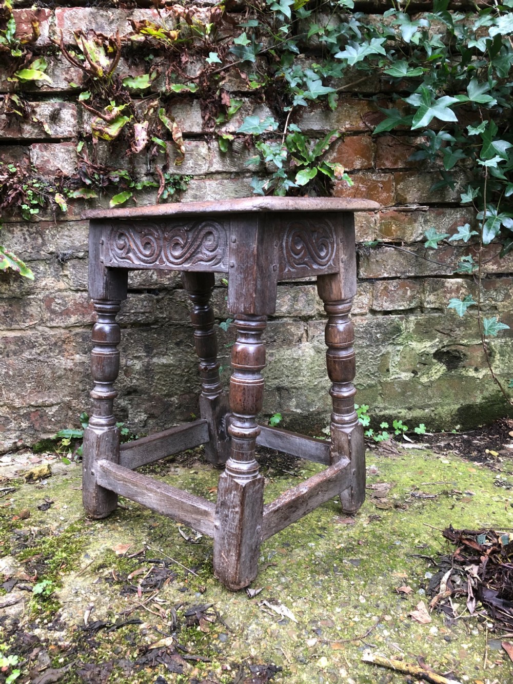 Early Oak Joint Stool 