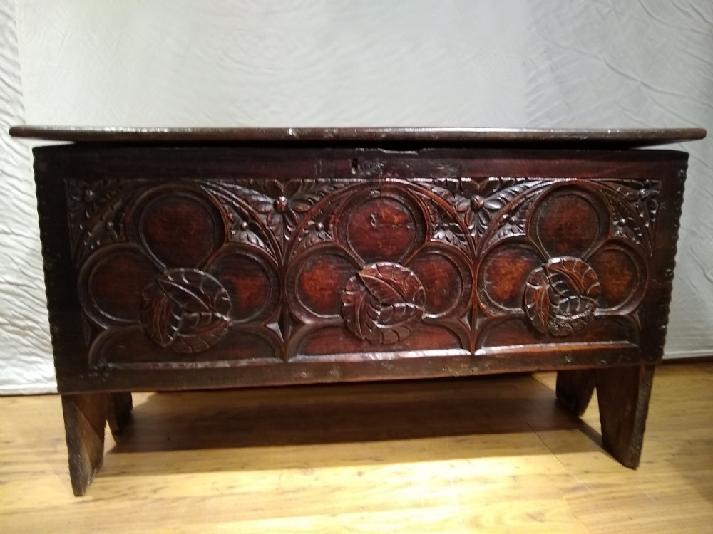 16th century oak plank coffer