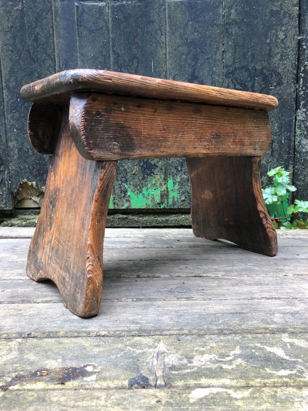 Antique Pine Boarded Stool 