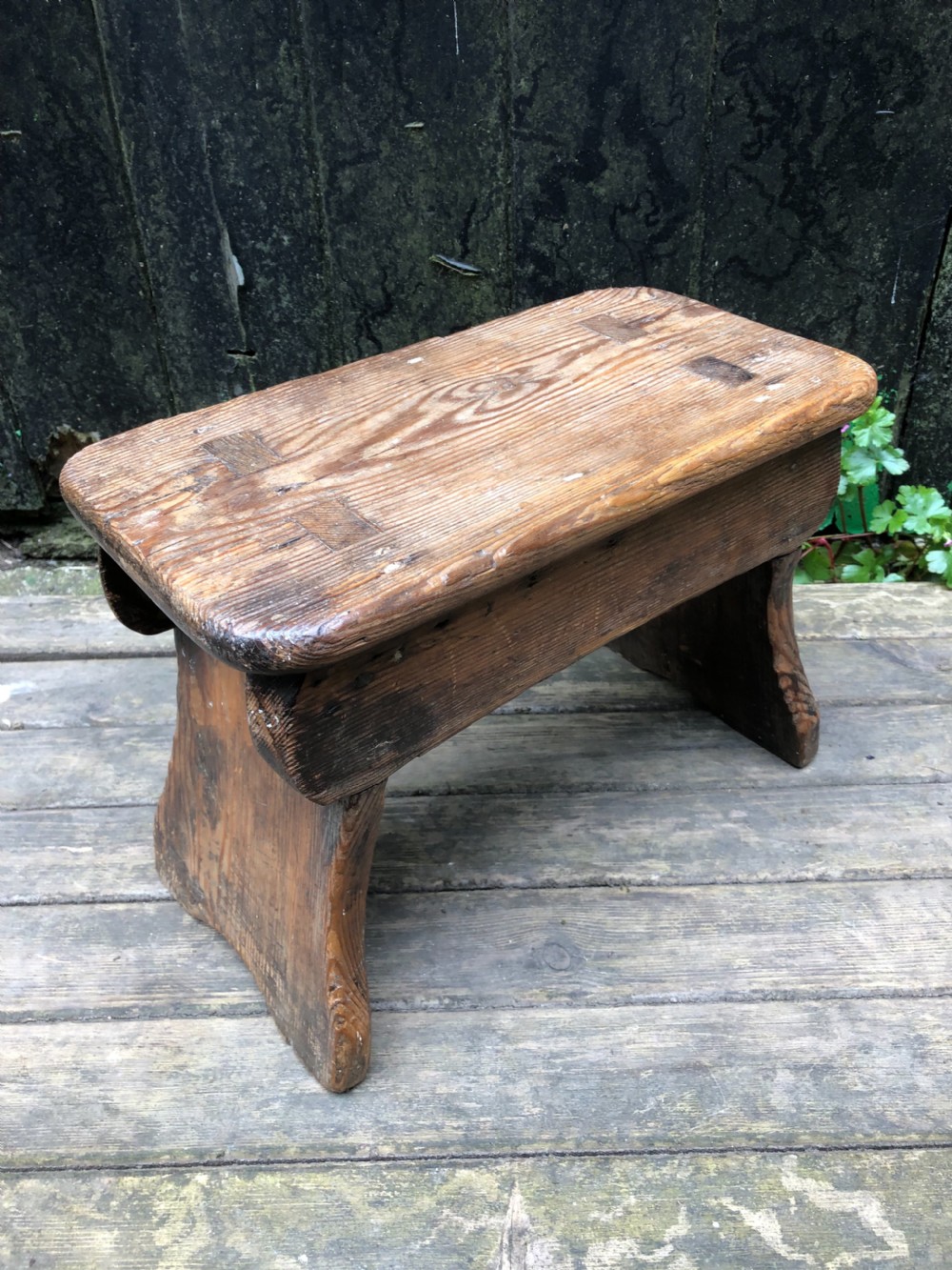 Antique Pine Boarded Stool  View II