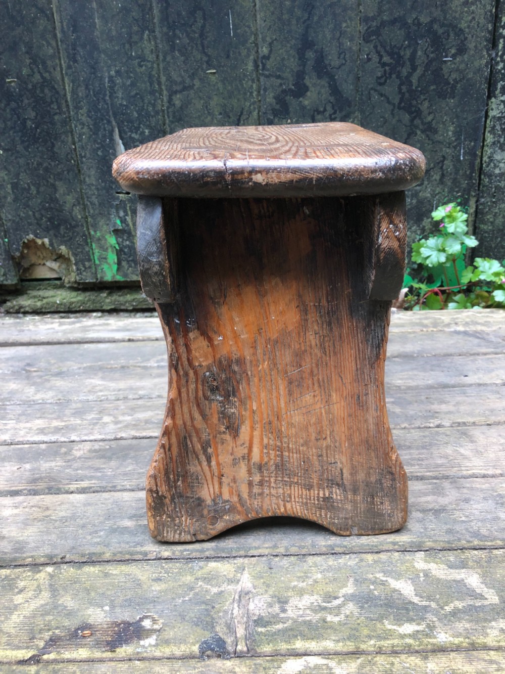 Antique Pine Boarded Stool  View IV