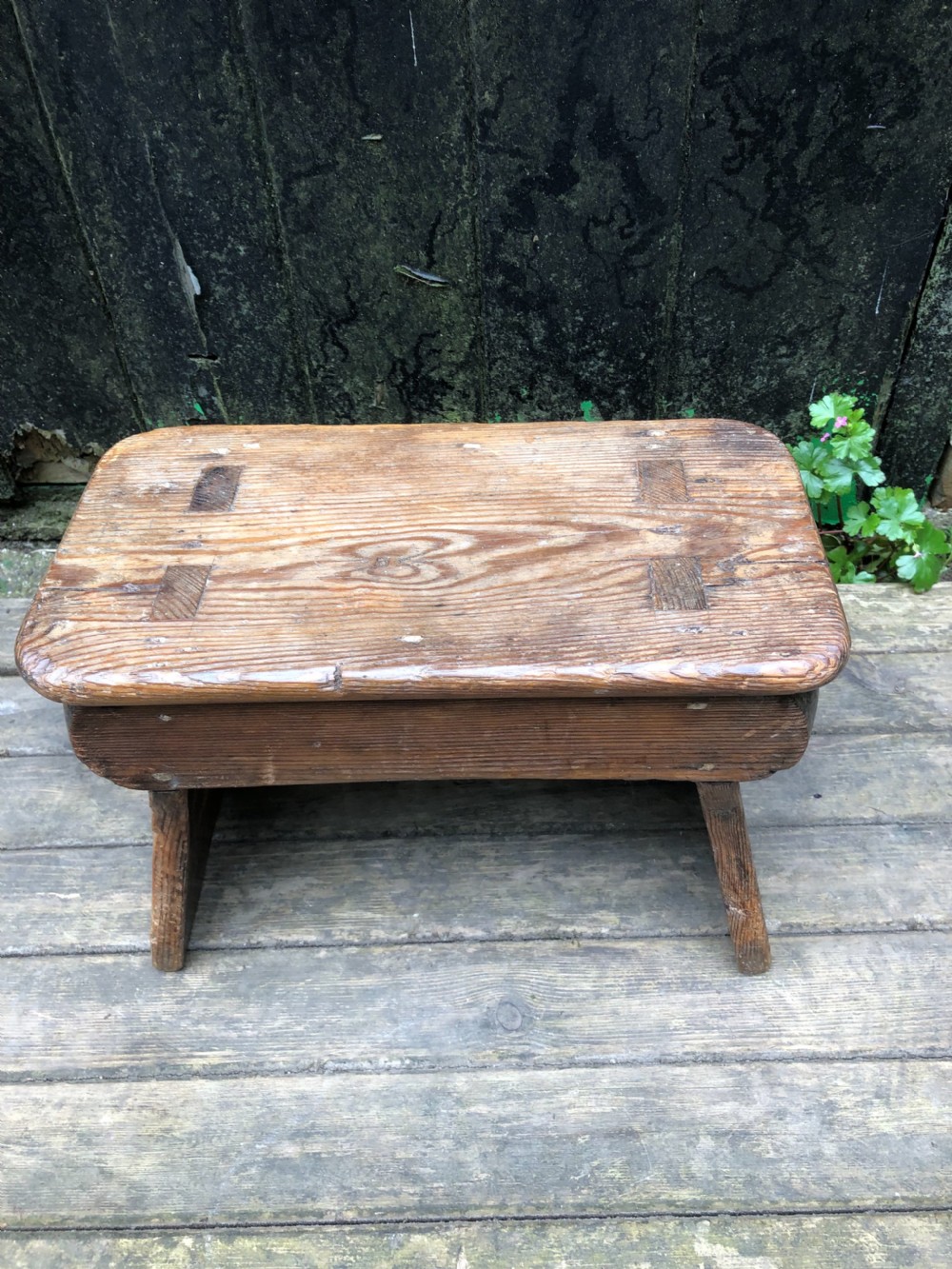 Antique Pine Boarded Stool  View VII