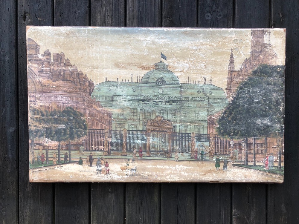 Antique Folk Art Naive Painting 