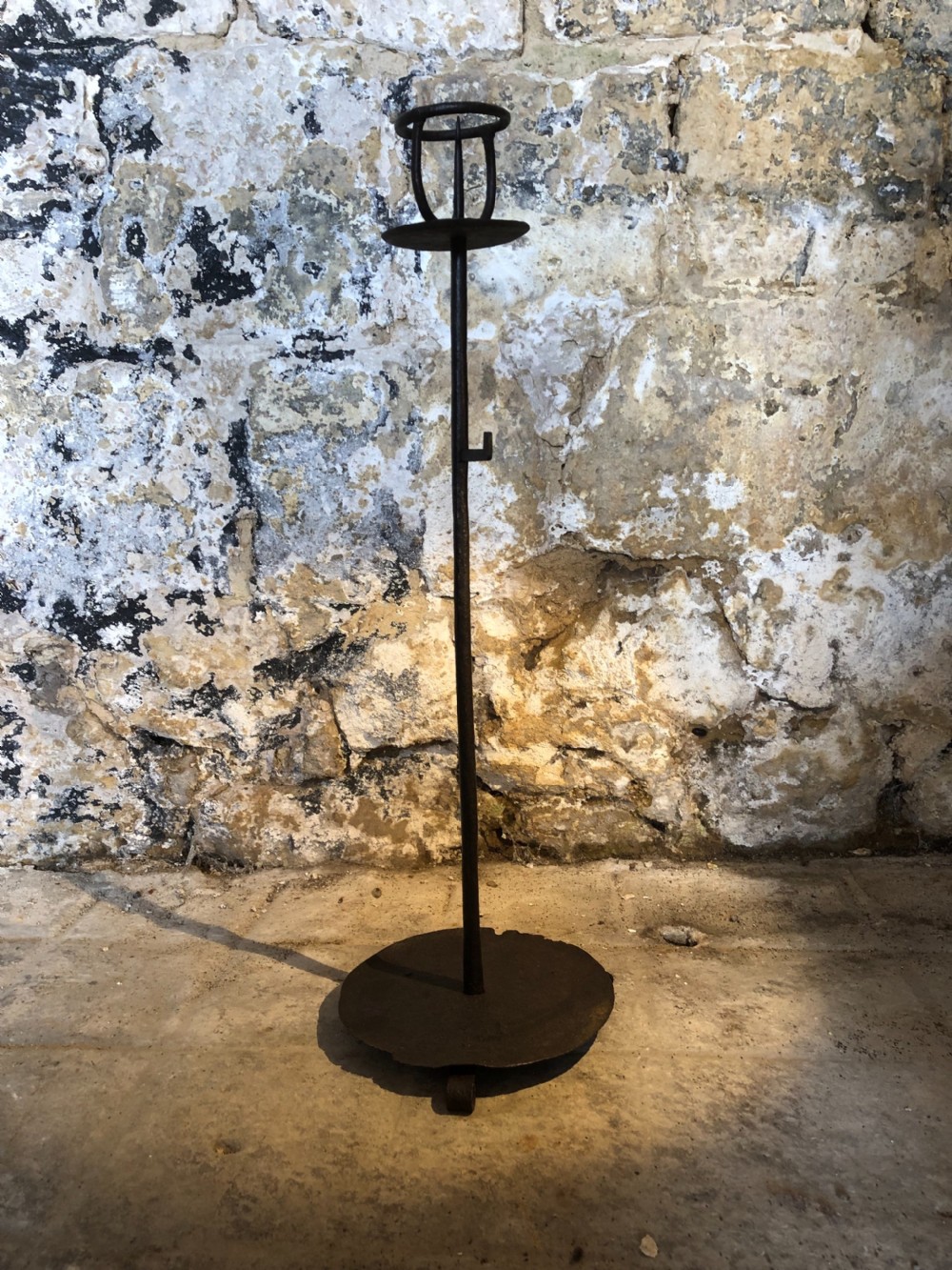 Large 18th Century Iron Candlestick 