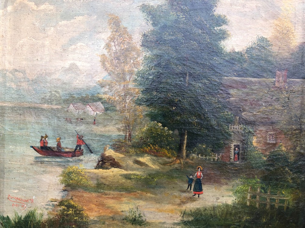 Antique Naive Oil Painting 