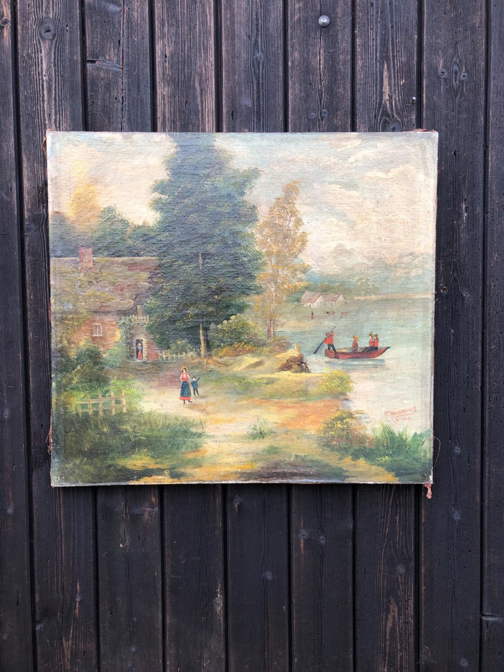 Antique Naive Oil Painting  View II