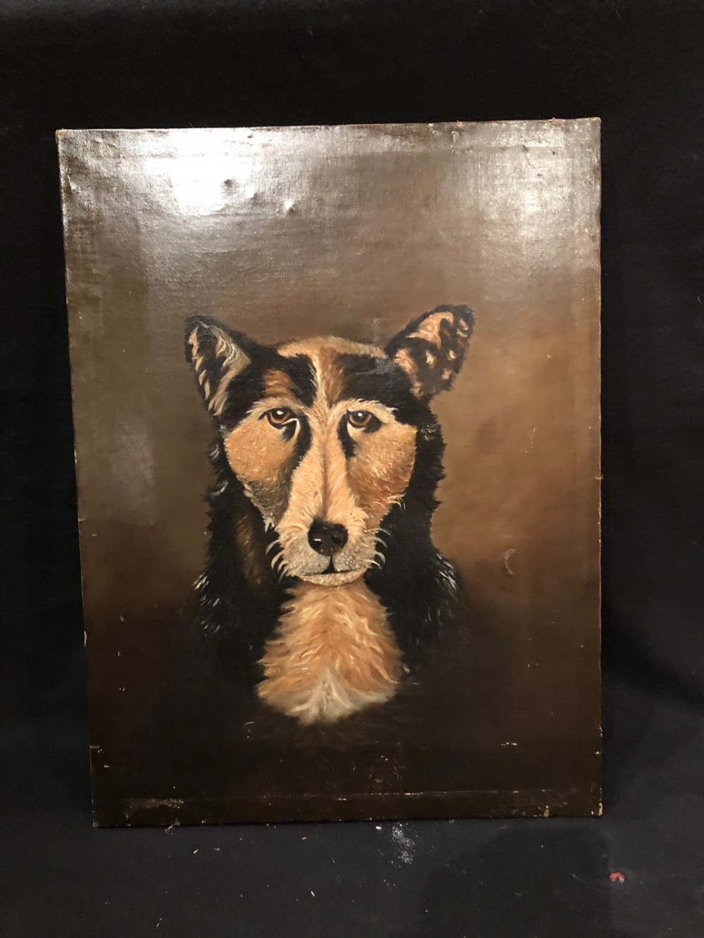 Antique Naive Oil Painting of a Dog View II