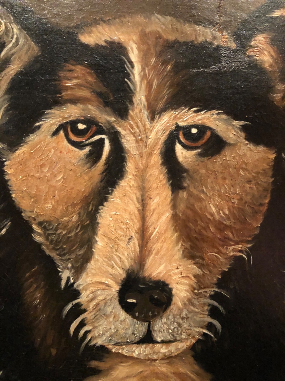 Antique Naive Oil Painting of a Dog View III