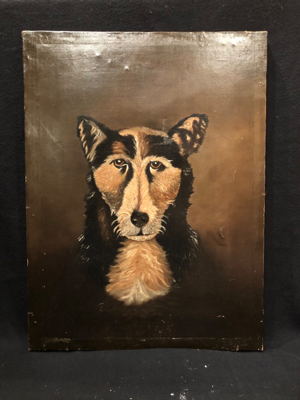Antique Naive Oil Painting of a Dog View IV