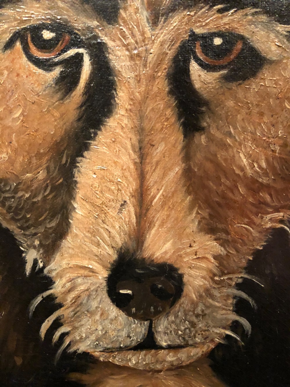 Antique Naive Oil Painting of a Dog View VI