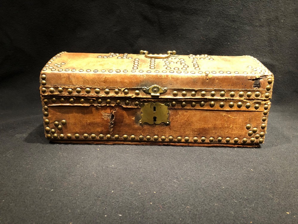 Antique Small Leather Chest View II