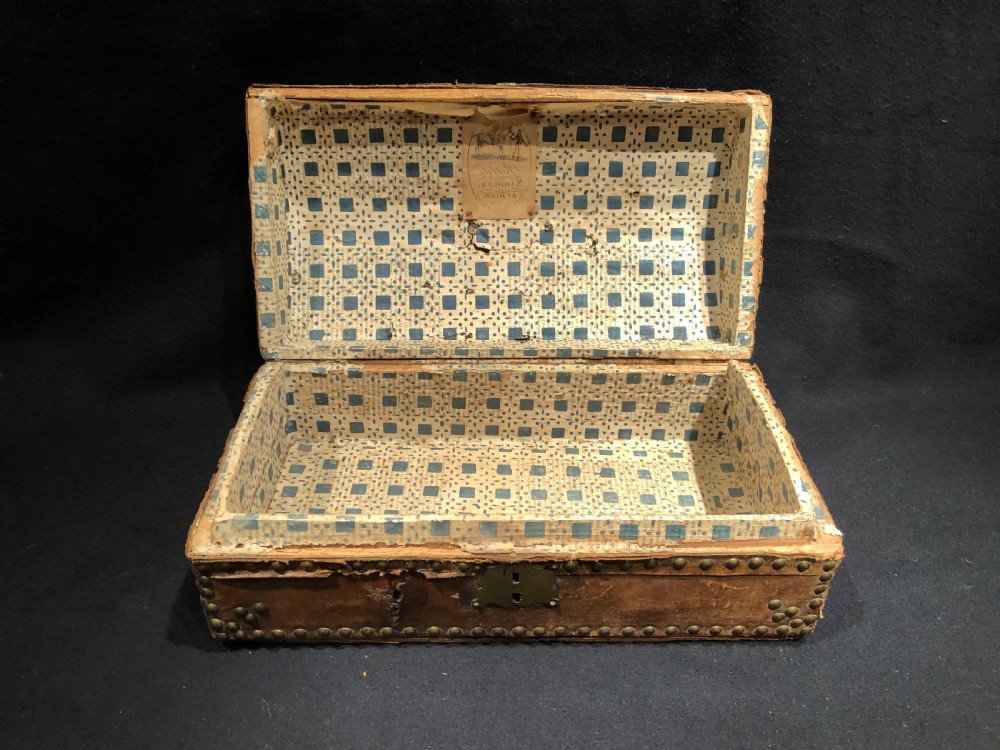Antique Small Leather Chest View IV