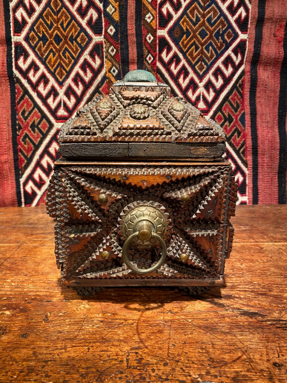 Antique Tramp Work Box View VI