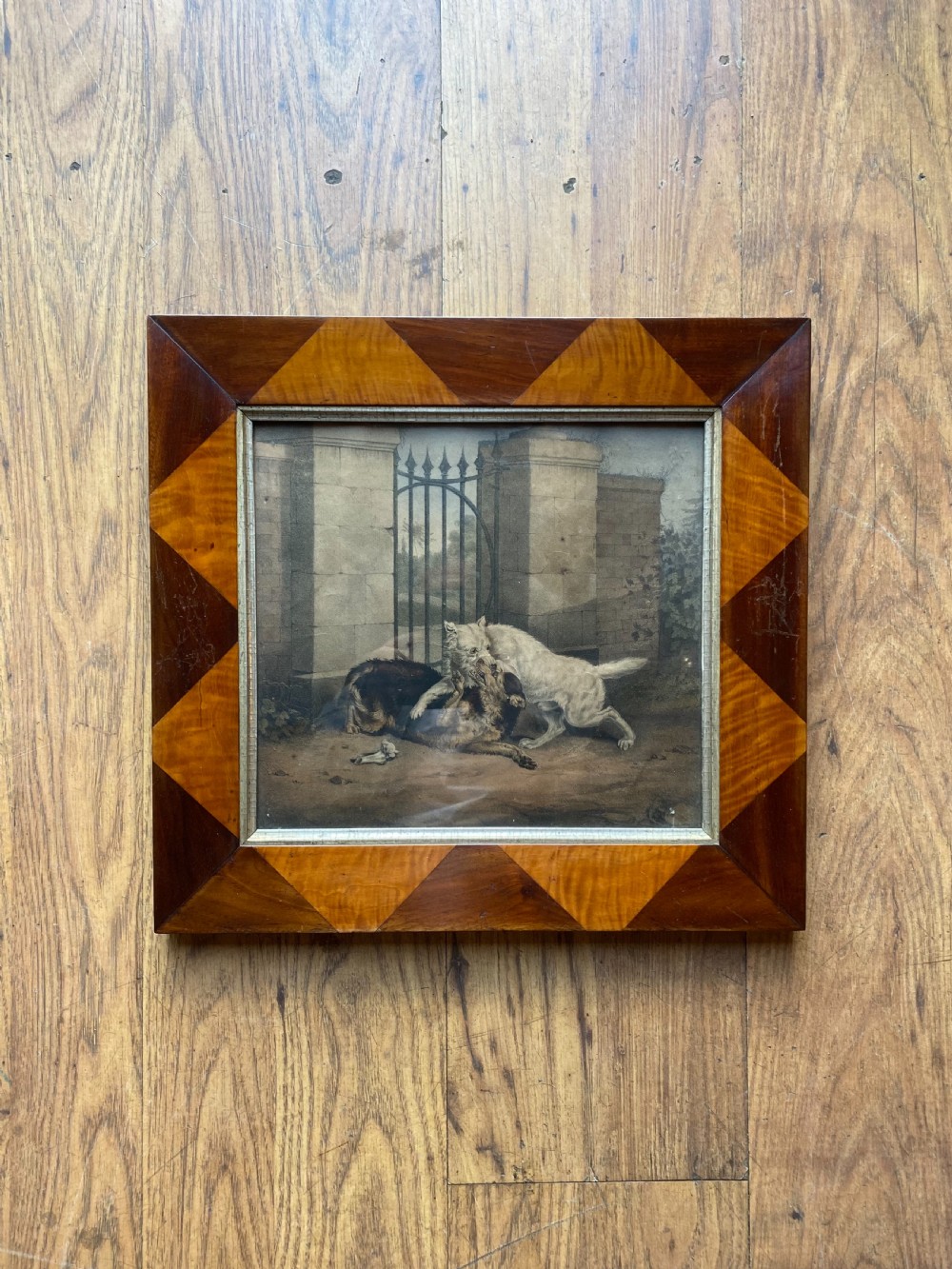 Pair of antique Prints in Unique Frames View III
