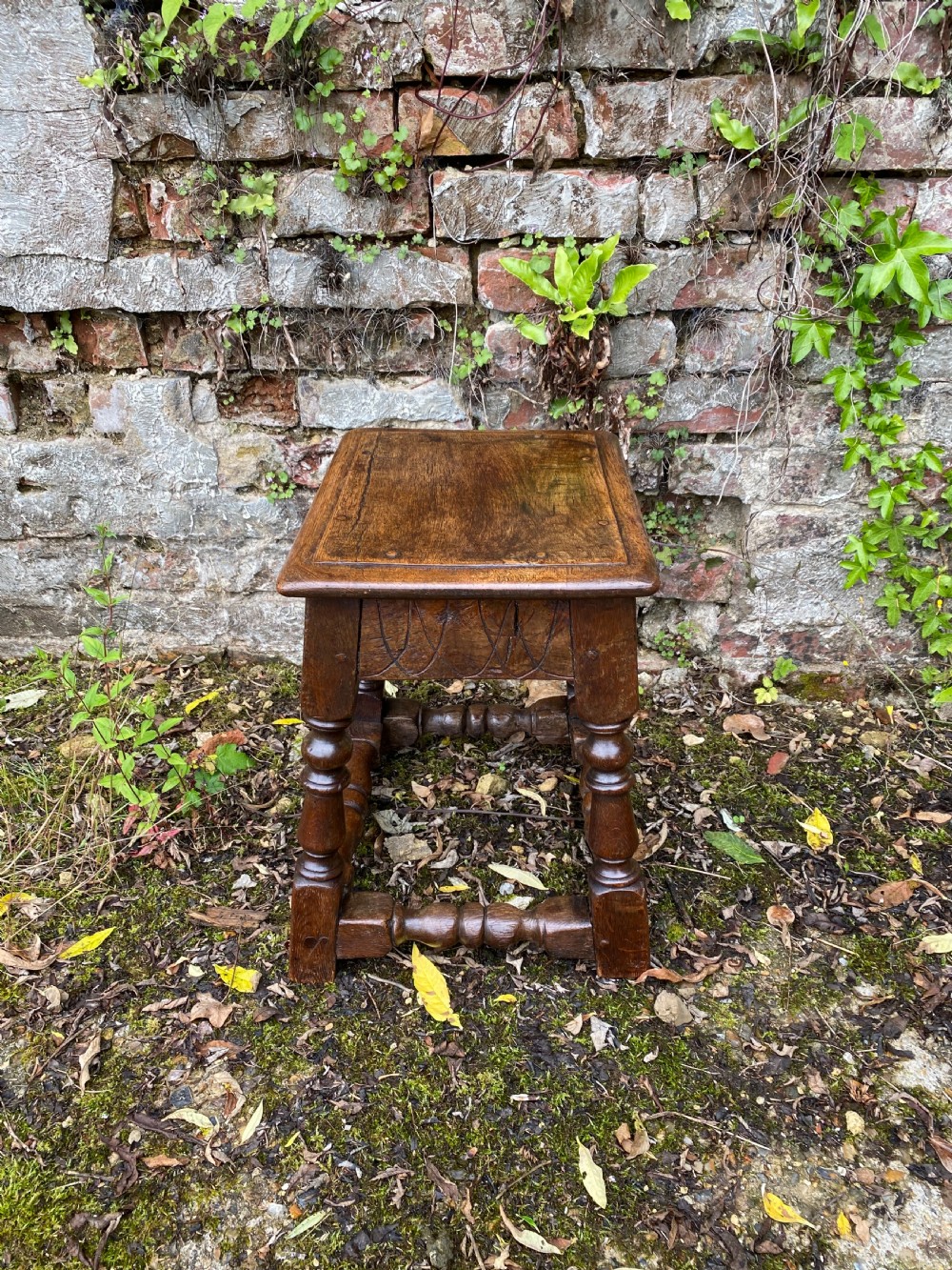 Antique Oak Joint Stool  View IX