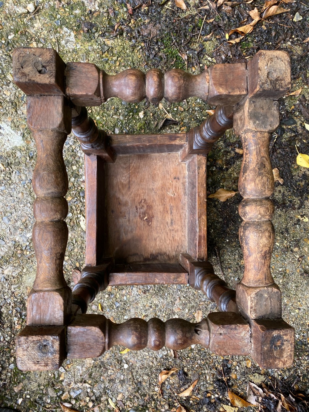 Antique Oak Joint Stool  View XII