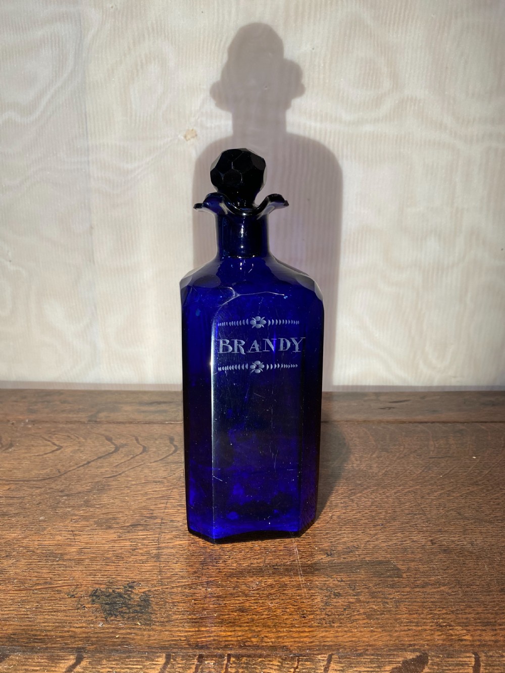 Pair of Blue Glass Decanters  View V